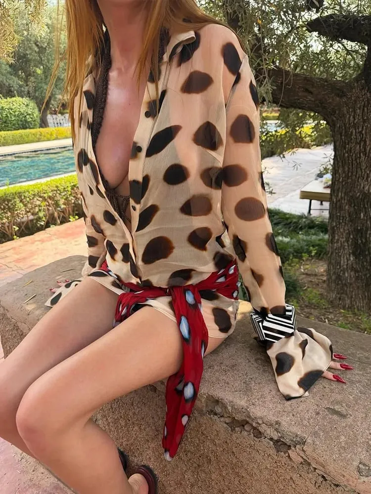 Casual Printed Shirt Mini Dress Women Full Sleeve Turn-down Collar Single Breasted Short Dresses Female 2026 Summer Lady Robe — image 3