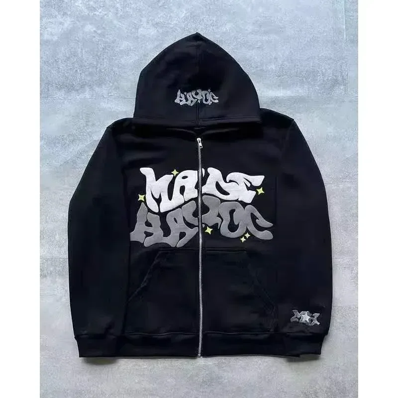 2026 European and American Fashion Fleece Print Zippered Hooded Sweatshirt for Men and Women Casual Multi-Functional Sports Top — image 5