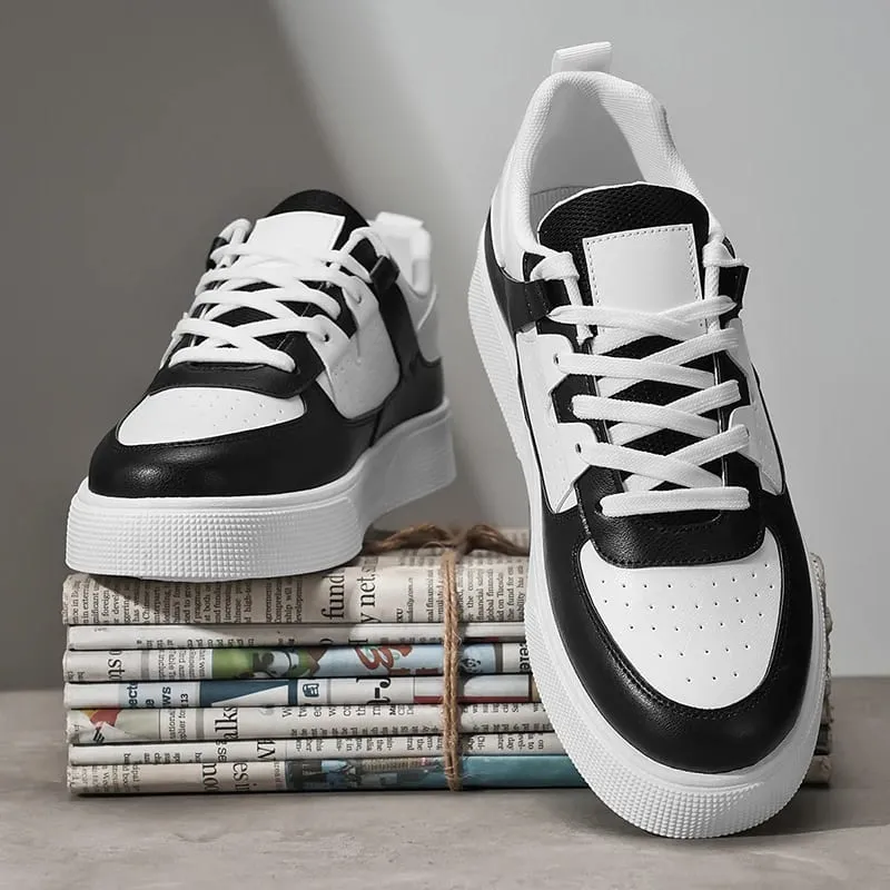 Men's White Black Casual Sneakers Thick Sole Platform Skateboard Shoes Fashion Breathable Streetwear Men's Sports Shoes — image 4
