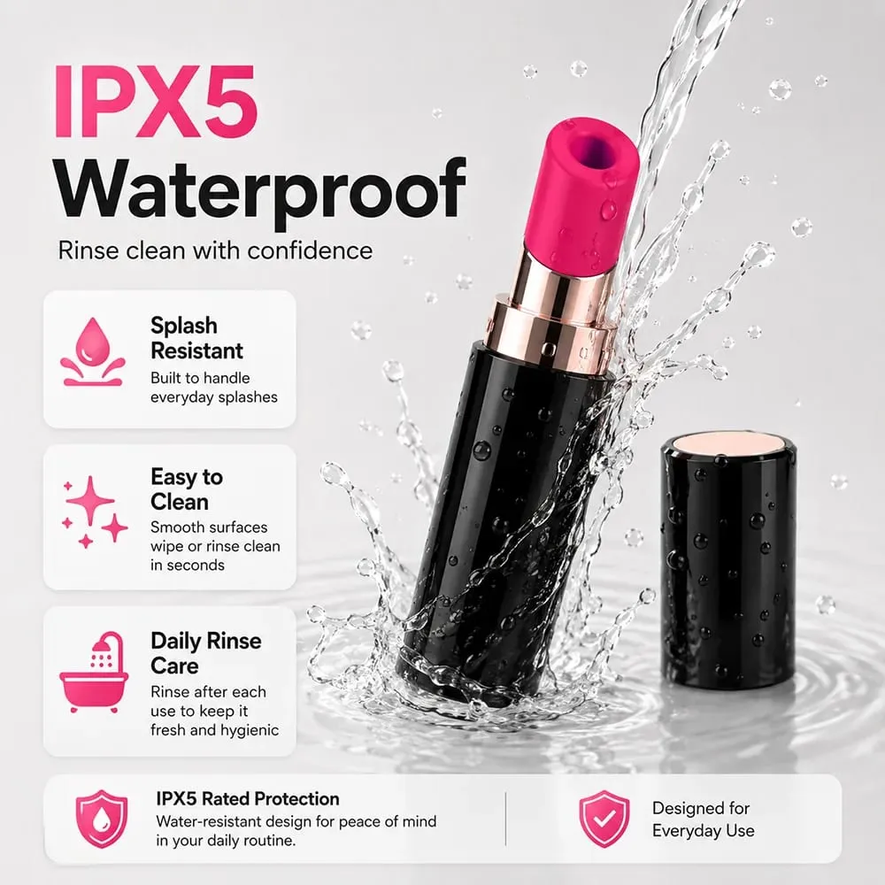 Vibrador de lápiz labial de succión de clítoris de 6 modos para mujeres, masajeador de pezones portátil silencioso, masturbador, estimulador de juguete sexual para adultos — image 4