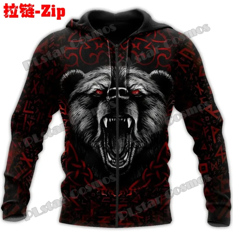 Raven Odin Tattoo Helm of Awe Runes 3D Printed Fashion Men's Zipper Hoodie Autumn Streetwear Unisex Casual Zip Up Hoodies HW62 — image 4