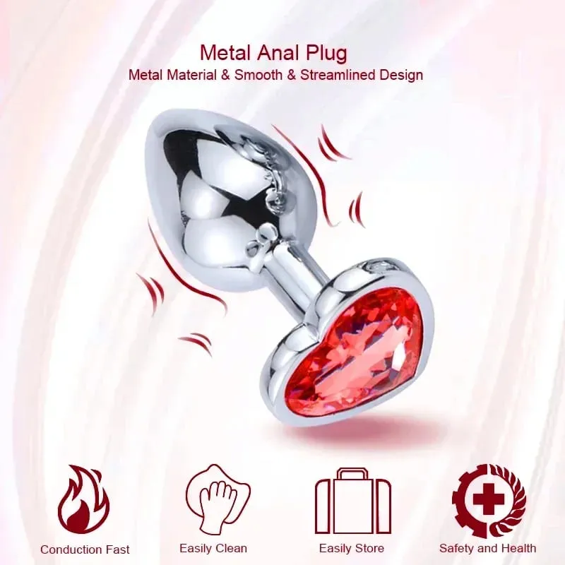 S/M/L Palam Dubur Jantung Logam Palam Dubur Kristal untuk Wanita Palam Punggung Keluli Tahan Karat Yang Boleh Ditanggalkan Lelaki Perangsang Mainan Seks Dubur Dildo — image 3