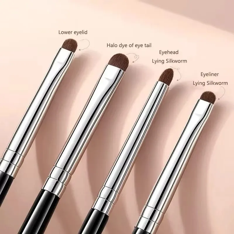 Juego de 4 brochas para sombra de ojos exquisitas y compactas hechas de crin para una mezcla precisa; Pincel Delineador de Ojos; Brocha correctora — image 6