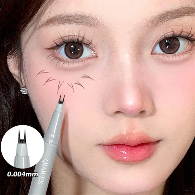 Double-claw Liquid Eyeliner Ultra-thin 2 Fork Tip Waterproof Quick-drying Lower Eyelashes Eyeliner Pencil Sweat-proof Eye Makeup