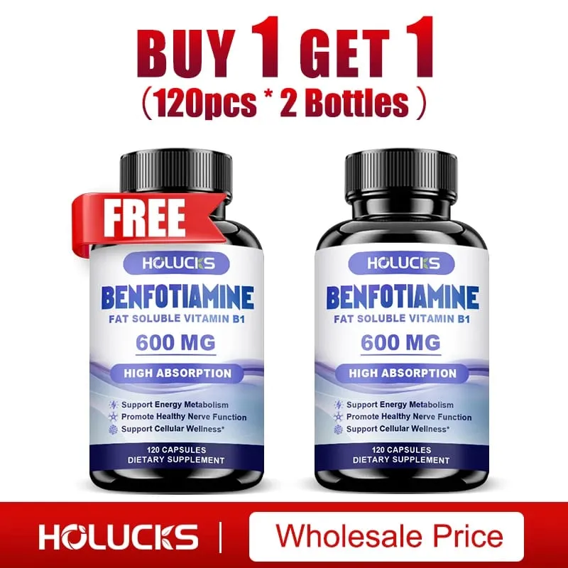 Benfotiamina 600mg | Doskonała wchłanialność witaminy B1 dla metabolizmu energetycznego i zdrowia nerwów | Suplement diety 120 kapsułek