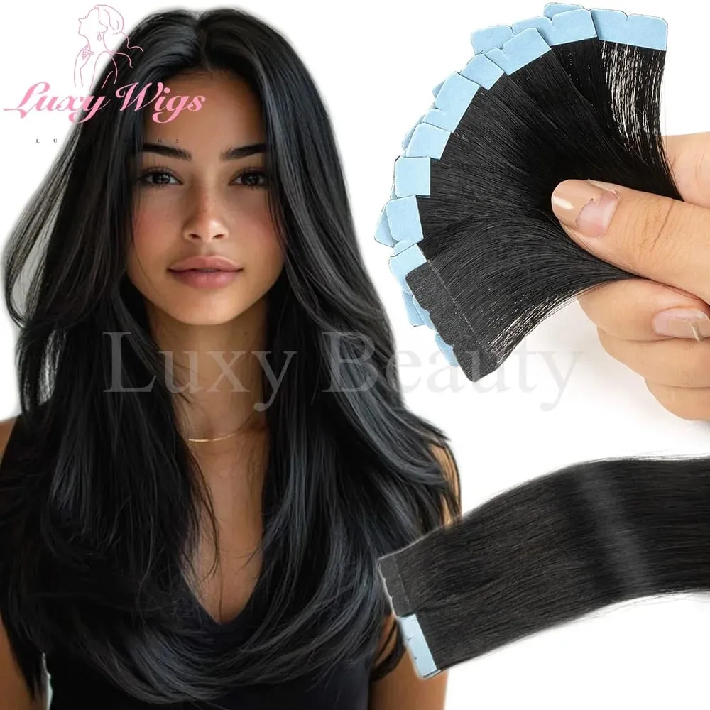 Highlights Brown Mini Tape in Human Hair Extensions Natural Black Blonde Double Side Invisible Seamless Mini Tape in Hair 10pcs