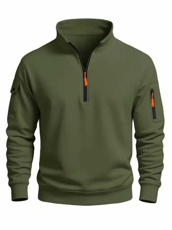 Men's Sweatshirt 2025 Autumn and Winter New Casual Sports Casual Long Sleeved High Neck Half Zipper Windproof Top — image 4