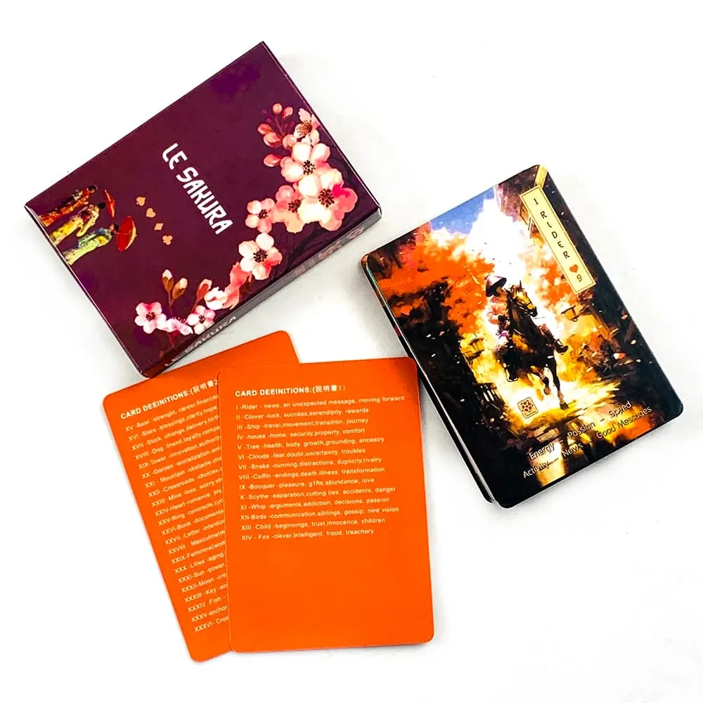 Novo jogo de cartas le sakura 36 cartas flores de cerejeira elegante e compacto inclui guia ideal para práticas espirituais de viagens — image 3