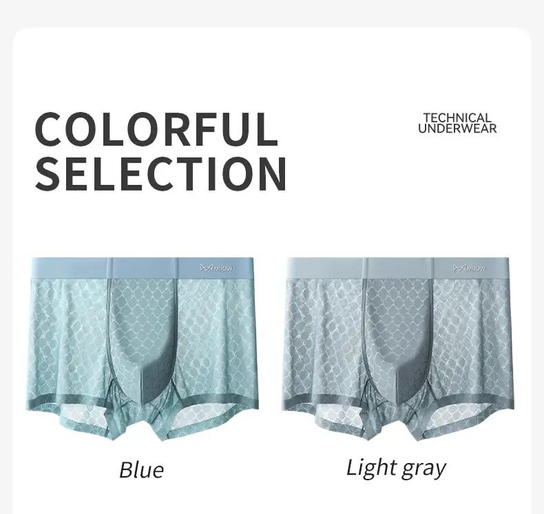 MiiOW 3Pcs Seluar Dalam Sutera Ais Lancar Lelaki Boxer Musim Panas Mesh Bernafas Seluar Dalam Lelaki Antibakteria Seluar Dalam Lelaki Seluar Boxers — image 13