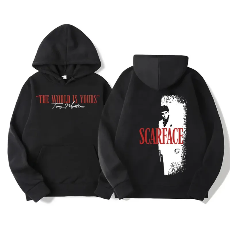Classic Scarface Movie Hoodies Men Women Retro Gothic Pullovers Sweatshirts The World Is Your Tony Montana Streetwear — image 3