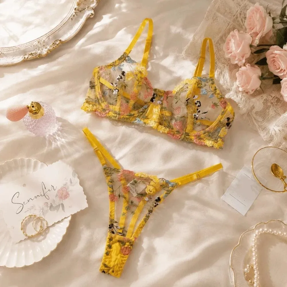 Sheer Intimates Transparent Lingerie Set Ultra-thin Elegant Panties Bra Set Push Up Bra Suit Valentine's Day — image 3