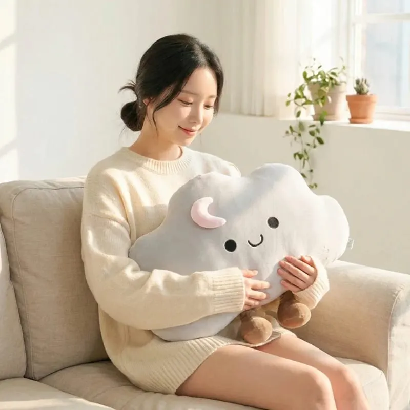 55*45CM Nordic Style Fluffly Soft White Blue Pink Weather Cloud Plush Toys Creative Stuffed Simulation Throw Pillow Sofa Cushion — image 3