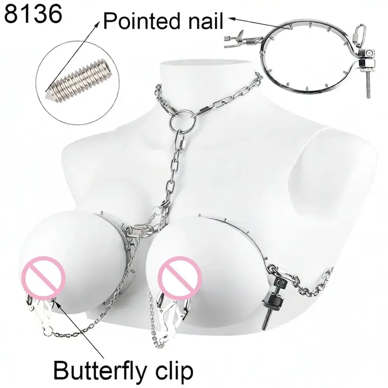Stainless Steel Breast Bondage Chest Clamp Nipples Massager Strapon Metal Bra Nipple Teating BDSM Sex Toys For Women Men