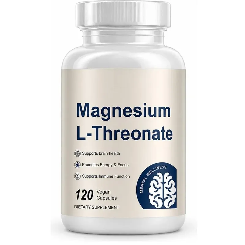 Magnesium L-Threonate 2000mg 120 Vegan Capsules - Brain Health Supplement - Energy Focus Immune Support Non-GMO GMP Dietary