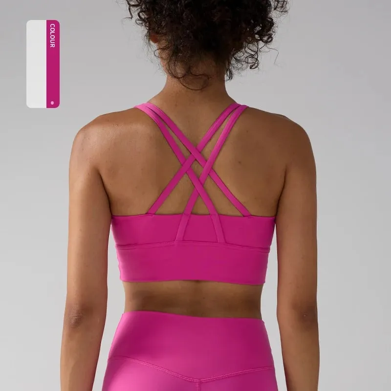 Solid Color Women Women Fitness Yoga Bras Race Back Sports Bras Nylon Top Women Bra Sexy Breathable Underwear For Women Gym — image 14