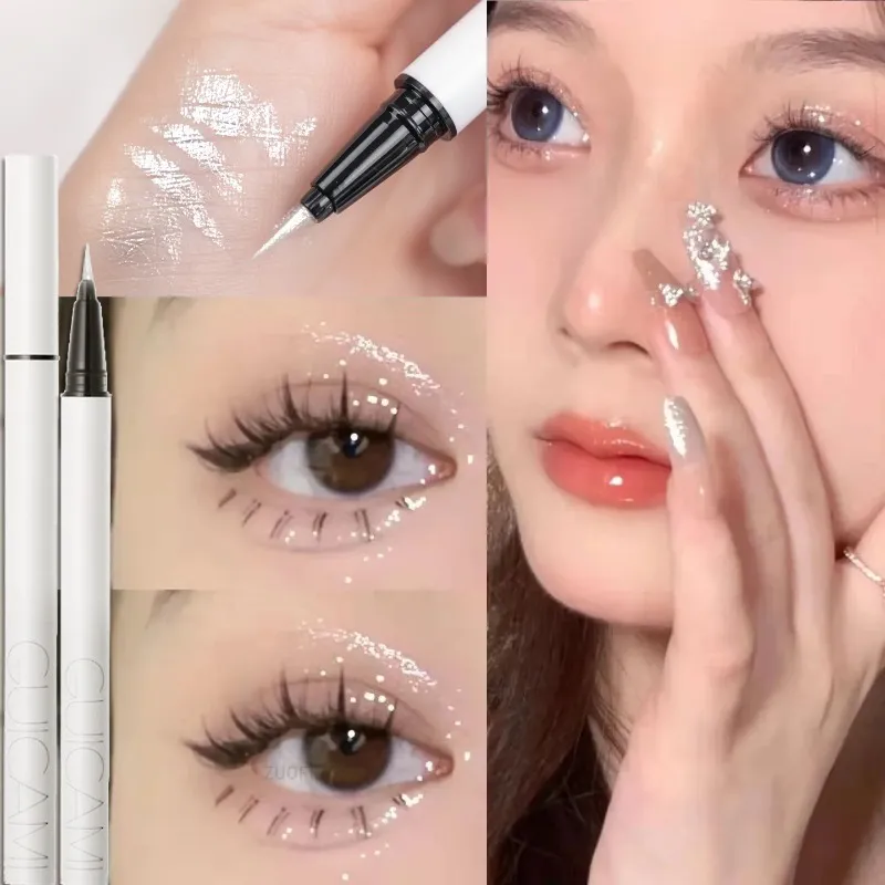 Pearlescent White Liquid Eyeliner Pen Long Lasting Non-dizzy Shiny Eye Liner Pen Fast-drying Lying Silkworm Brighten Eyes Makeup
