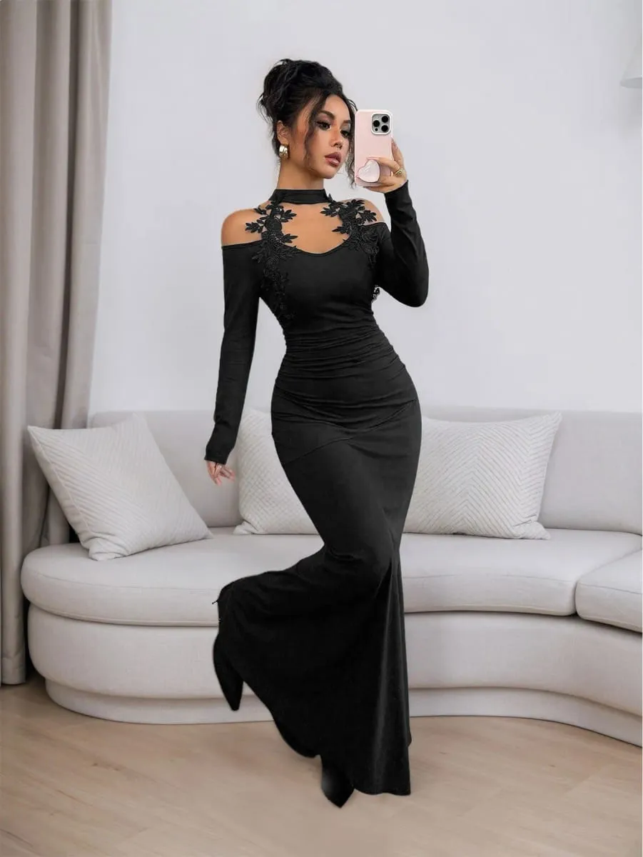 Fashion Dresses for Women Slim Long Sleeve Halter Women Dress Package Hip Long Dress Women Vestidos De Verano Mujer — image 4