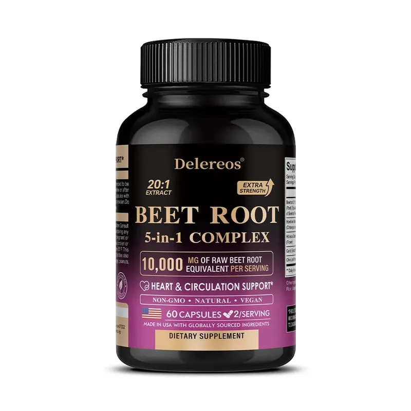 Organic Beetroot Extract Capsules 500mg Supports Blood Circulation & Heart Wellness Blood Flow Improves Immunity