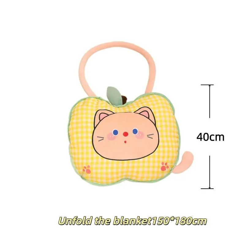 Apple Plush Pillow Cat Stuffed Cushion Kawaii Soft Sofa Cushion Air Conditioning Blanket Throw Pillow Adorably Birthday Gifts