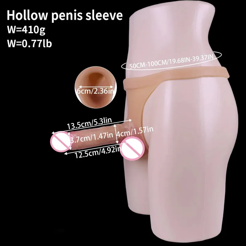 Pulseira de silicone em vibrador para lésbicas gays reutilizável oco manga pênis sensação de pele calças vibrador cinta pênis brinquedos sexuais para homens 18