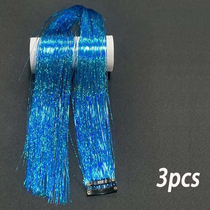 24Inch Synthetic 3pcs/set Long Straight Clip in Hair Extensions Highlights Colored Party Multi-Colors Hairpieces for Women Daily