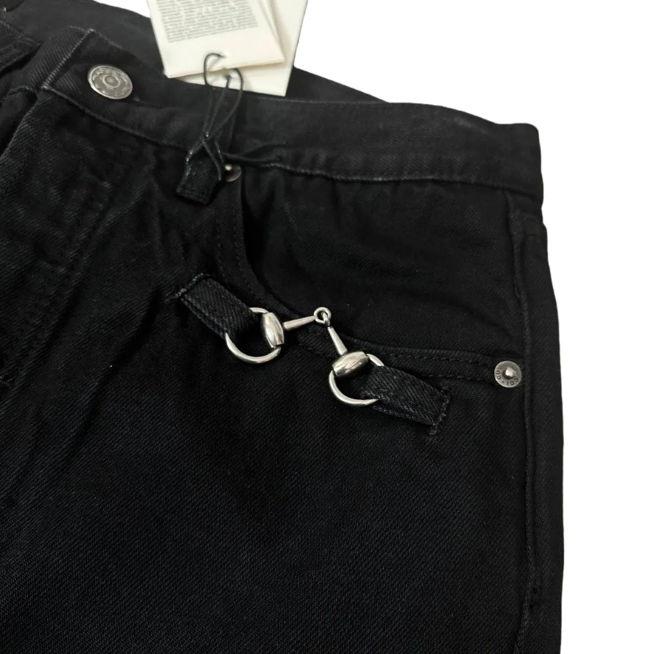 American-style retro button design washed jeans spring and autumn high-waist loose high-street wide-leg jeans for men and women — image 4