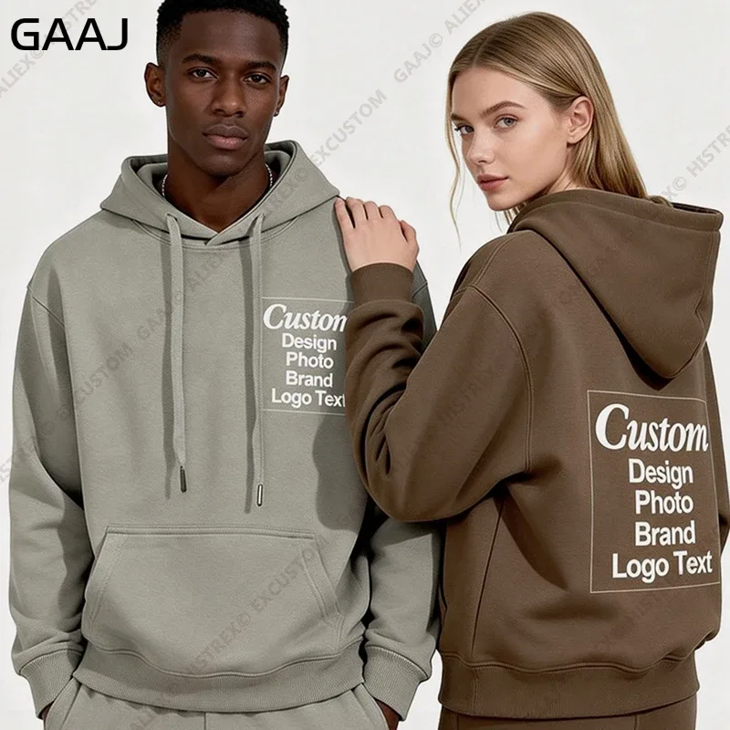 High Quality Custom Hoodie Cotton Sweatshirt Print Embroidery Brand Logo Text Photo Design Men Women Famliy Team Clothing 300g — image 34