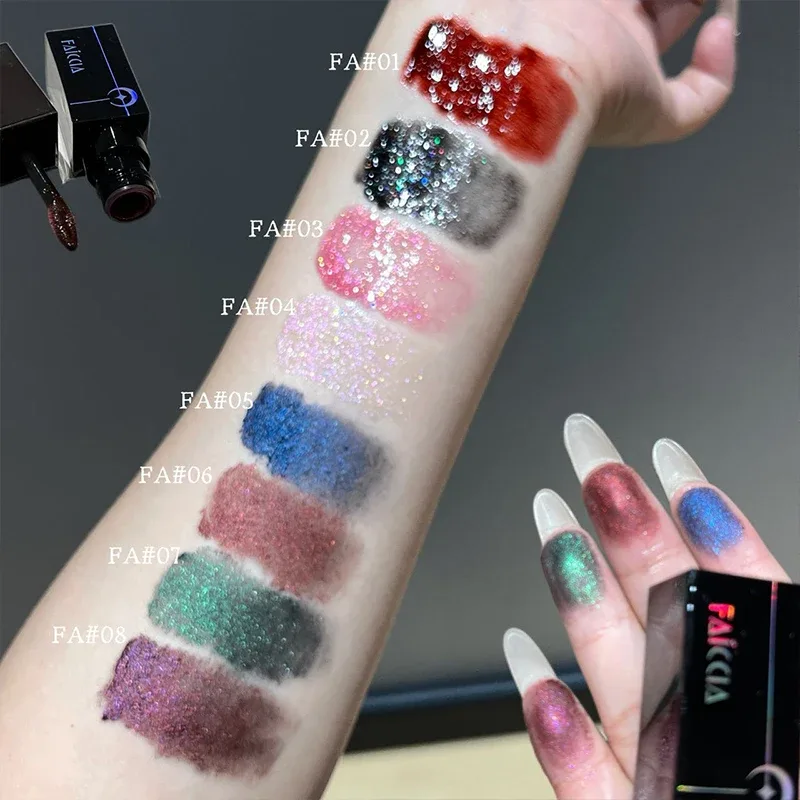 8 barev Glitter Watery Lip Gloss Diamond Perleťová metalická rtěnka Trvalá hydratační nelepivá Halloween party make-up