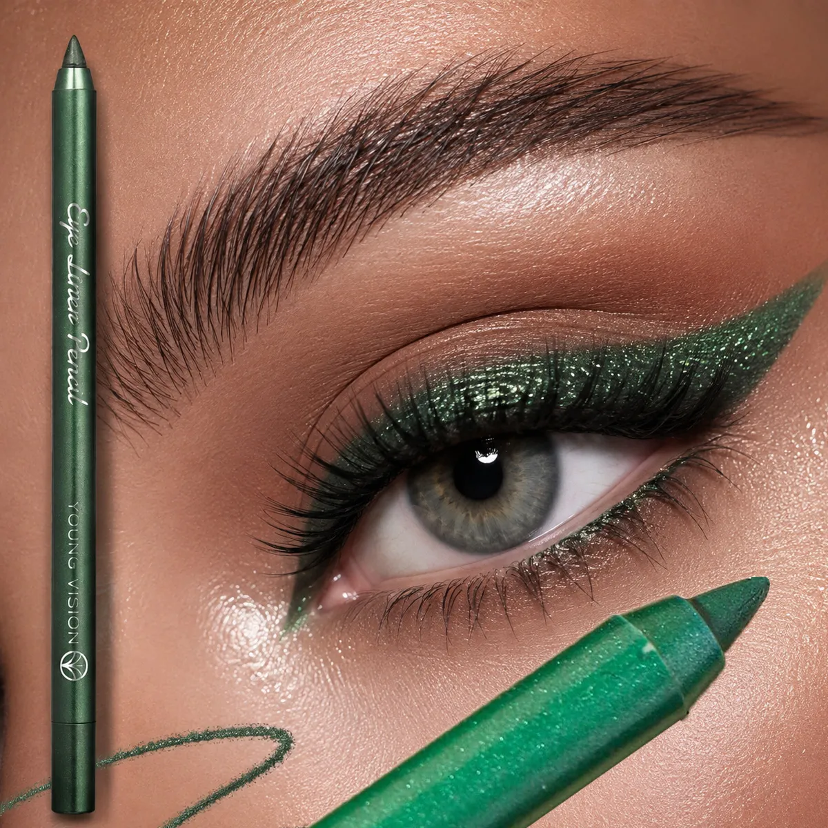 Waterproof Pearlescent Blue Green Eyeliner Pencil Long-Lasting Metallic Glitter Eye Liner Gel High Pigmented Punk Eye Makeup — image 4
