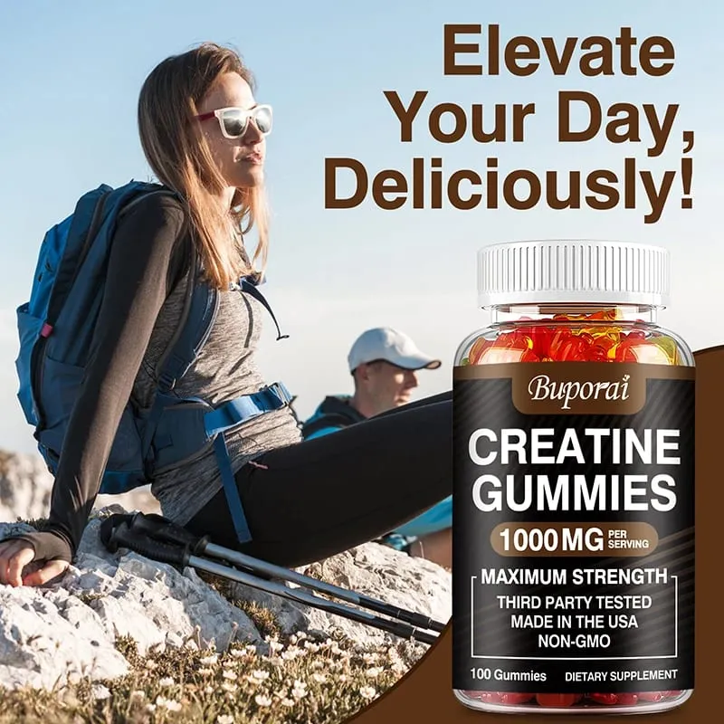 Creatine Monohydrate Gummies - Pre/post Workout Fitness Strength Muscle Building Provide Energy Supplements — image 6