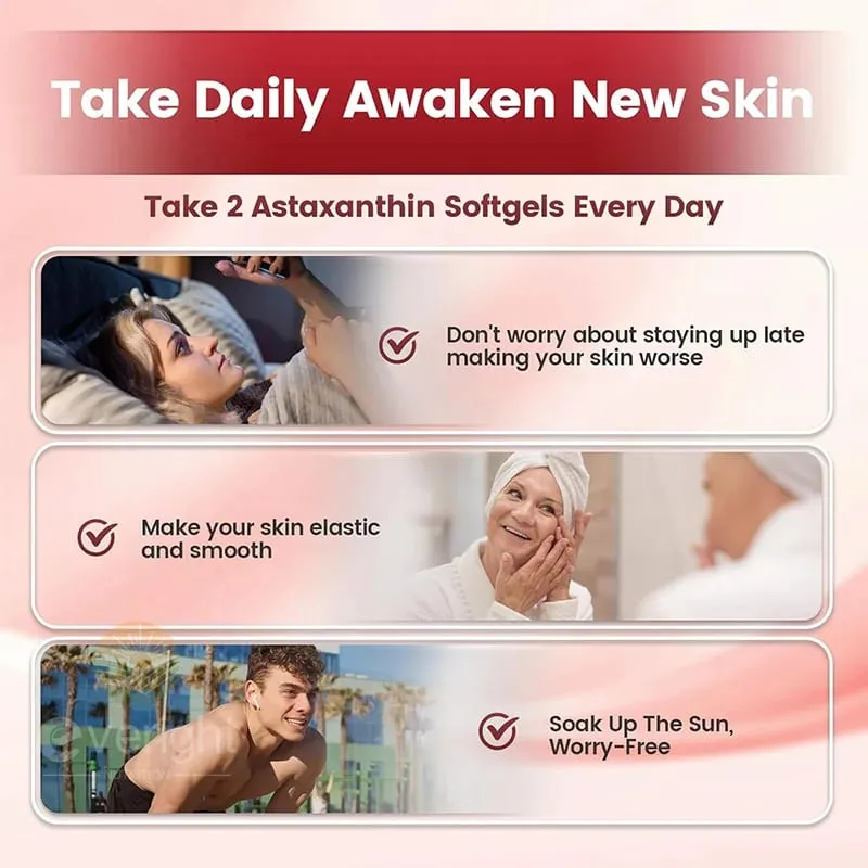 Astaxanthin 24mg – Powerful Antioxidant for Skin Eyes Immune System – 10-in-1 Formula Lycopene Grape Seed Vitamin E & Zinc