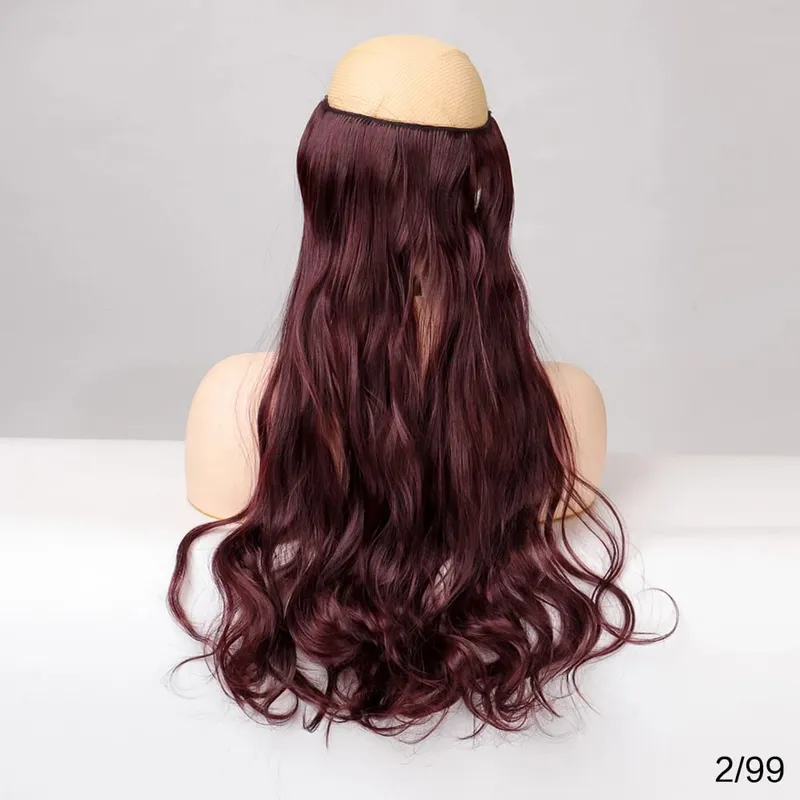 32' Invisible Wire Hair Extensions Curly Black No Clip One Piece Synthetic Hair Piece for Women Natural Long Heat Resistant — image 8