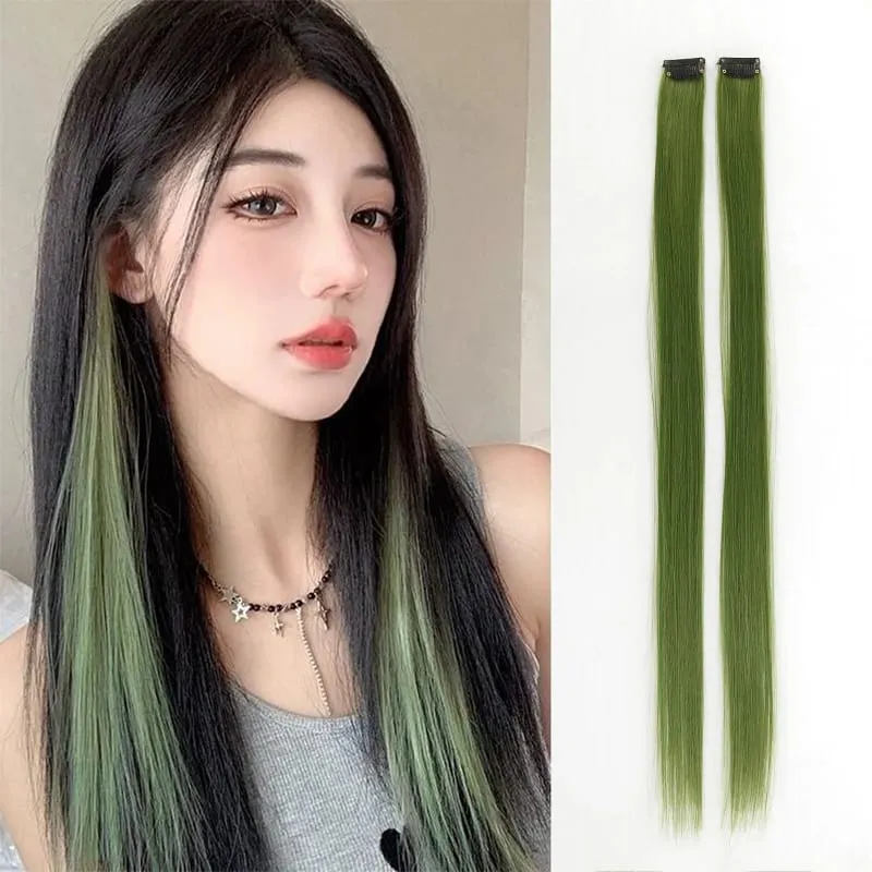 Pick dye wig piece female color hanging ear dye one-piece simulated long straight hair extension piece — image 13
