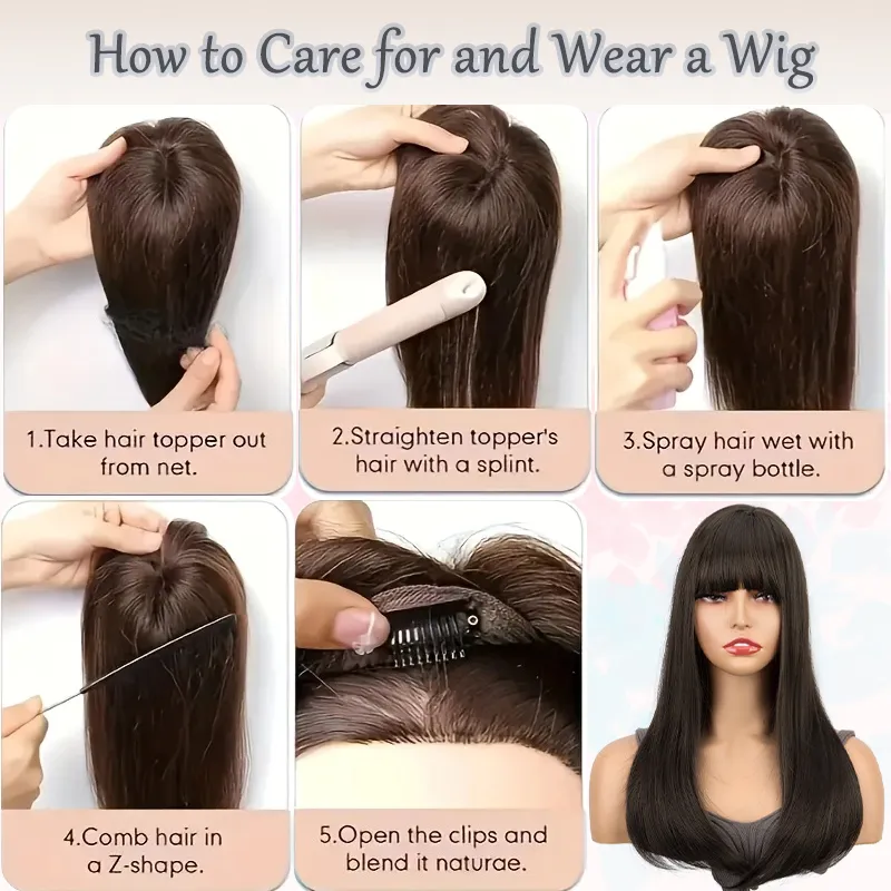 Synthetic Topper Hair Long Straight Invisible Hair Extension Loss Hairpiece Heat Resistant Fiber For Women Daily Styling — image 5