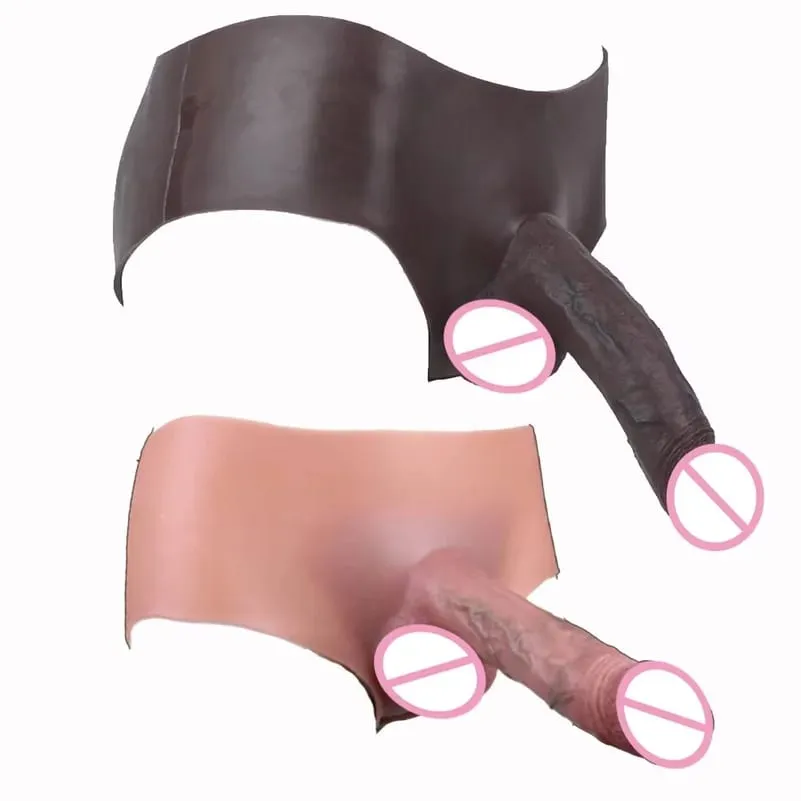 Çıplak Siyah Silikon Büyük Gerçekçi Hollow Penis Külot Külot Giyilebilir Penis Kollu Büyütücü Genişletici Seks Oyuncakları erkekler için