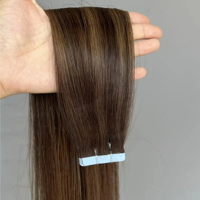 Remy Tape in Hair Extension Real Human Hair Ombre Brown Blonde Black Thick &Silky 20/40/60pcs No Frizzy No Tangle Salon Quality