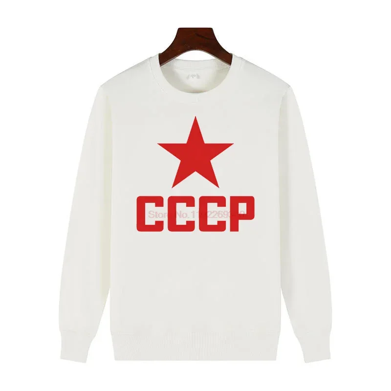 Fashion Men's Winter Sweater Cccp Urrs Printed Sweater Crew Neck Fleece Pullover For All Ages New In Sweatshirts Male Clothes
