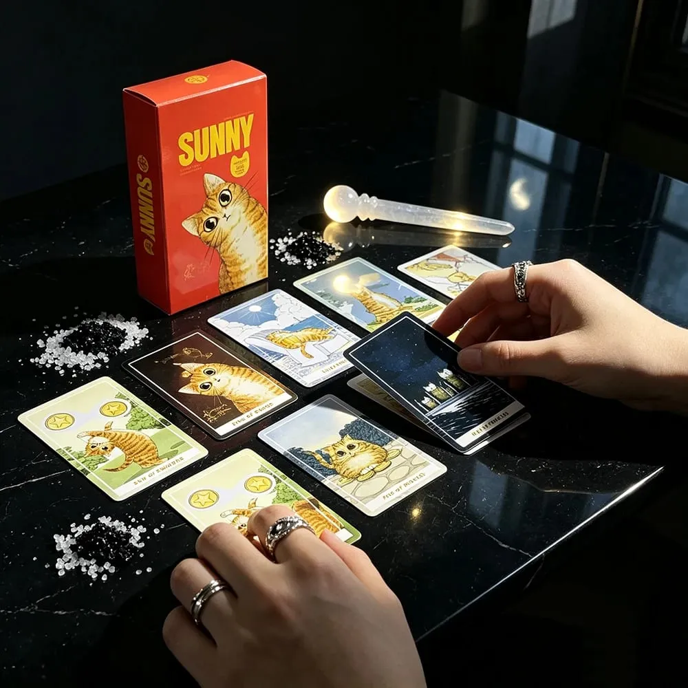 Sunny Cat Tarot Cards Fortune‑Telling Cards Game Spiritual Guidance Divination Cards Cute Witchcraft Gift for Women & Cat Lovers — image 2