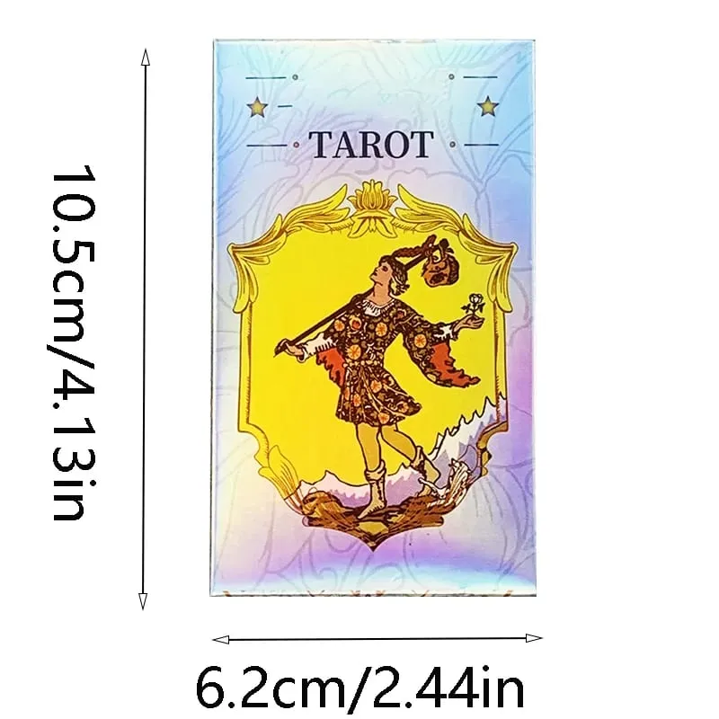 Baralho de tarô clássico arco-íris holográfico, 78 peças, cartas de tarô iridescentes com guia, cartão oracle de adivinhação para iniciantes — image 6
