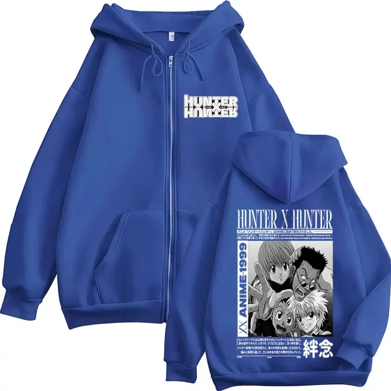 Anime Hunter X Hunter Kurapika Killua Zoldyck GON FREECSS Leorio Zipper Hoodies Men Women Zip Up Hooded Sweatshirts Jackets