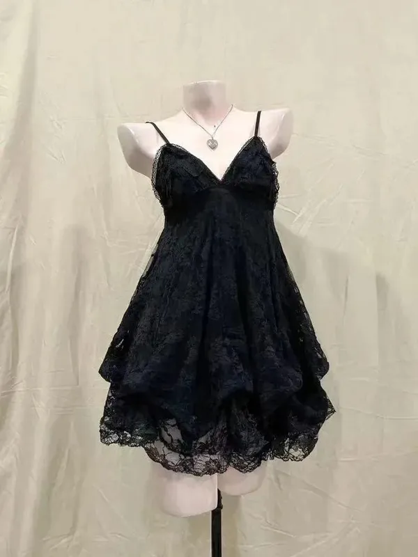 Gothic Retro Sweet Bud Mini Dress Women Harajuku Y2k Strap Dress Y2K Aesthetic Club Party Fashion Outfits — image 7