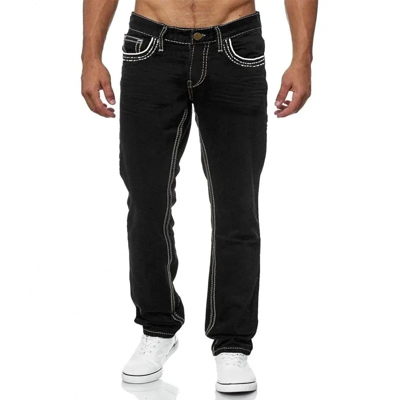 Straight Jeans Men Washed no hole Jean Spring Summer Boyfriend Jeans Streetwear Loose Cacual Designer Long Denim Pants Trousers — image 5