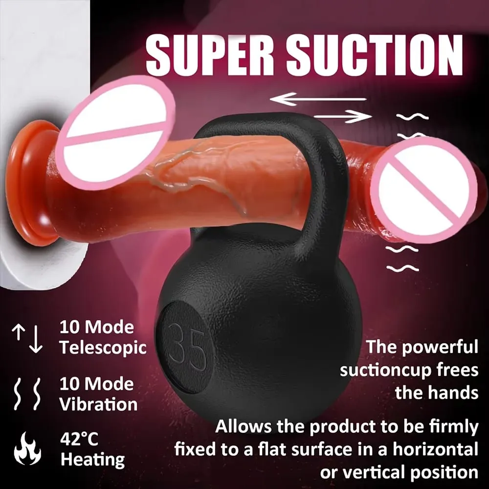 Dildo - 9.0 inch Telescopic Dildo Vibrator Sex Toy - with 10 Insertion And 10 Vibration And Heating Modes Realistic Dildo for G-Spot Anal Stimulation Silicone Dildo Remote Control Female Couple Adult Sex Toy — image 3