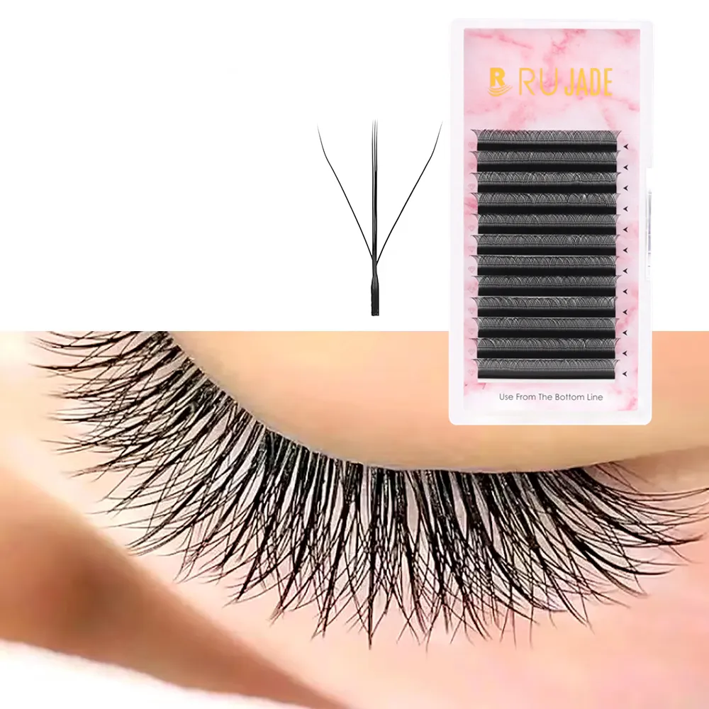 Lashrujade New W-Shaped 3D Fairy Lashes Extension Soft Eyelash Premade Volume Fans Eyelashes Black Brown 3D Spike Clover Lashes — image 5