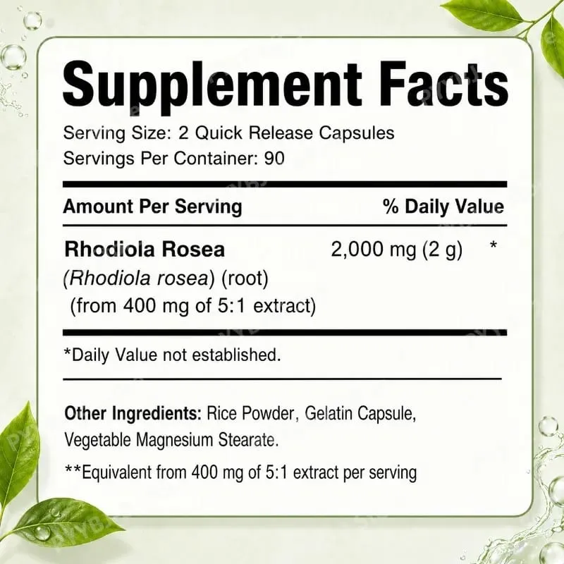 Cápsulas de Rhodiola Rosea 180 peças para alívio emocional e suporte à saúde imunológica - 2.000 mg de raiz de Rhodiola Rosea 5: 1 extrato de planta