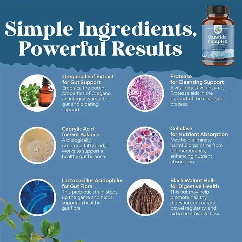 Candida Complex - Probiotik dan Enzim Pencernaan Ramuan Semulajadi Untuk Menyokong Kesihatan Penghadaman dan Keseimbangan Flora Usus — image 7