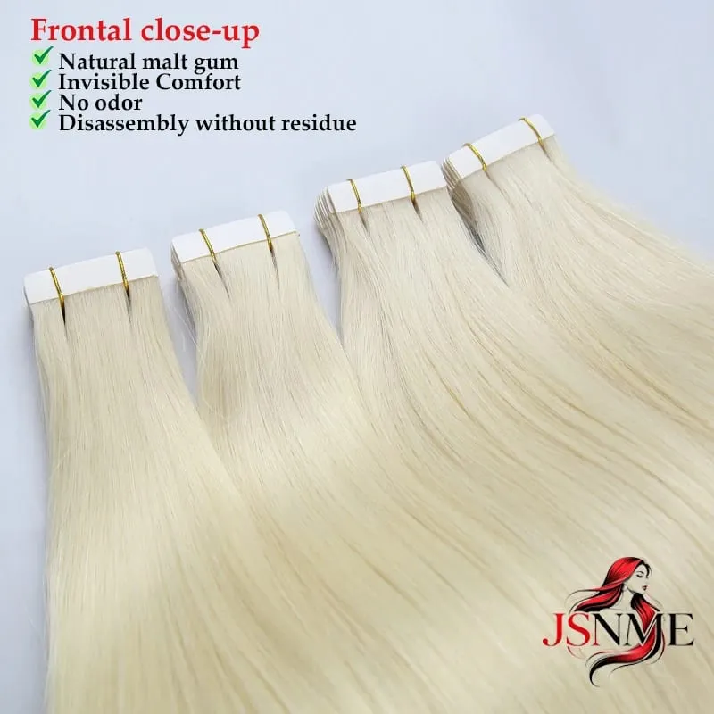 Tape In Human Hair Extensions 100% Really Hair Tape In Hair For Women Natural Brown Blonde Straight 613 For Salon — image 3