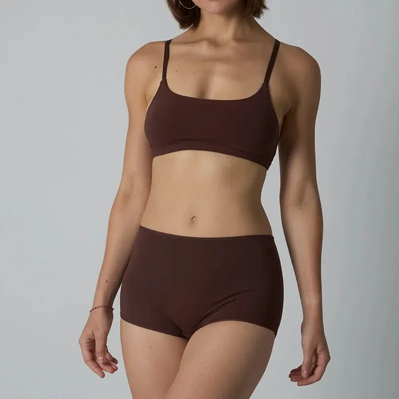Cotton Underwire-Free Bralette and Boyshort Set – Unpadded Ribbed Knit Lingerie Two-Piece Set — image 8
