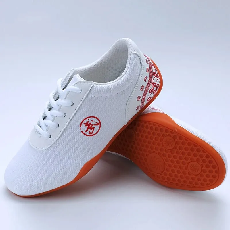 Men Women Sport Martial Arts Kung Fu Shoes Lace Up Man Canvas Tai Chi Sneakers White Black Blue Ladies Wushu Sneakers Rubber