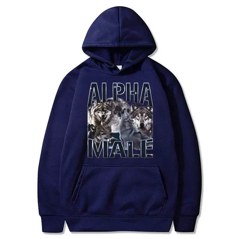 Wolf Pack Hoodie Unisex Alpha Male Moon Rolig Retro Vintage Estetisk Cool Trendig Oversized Casual Sport Sweatshirts — image 4